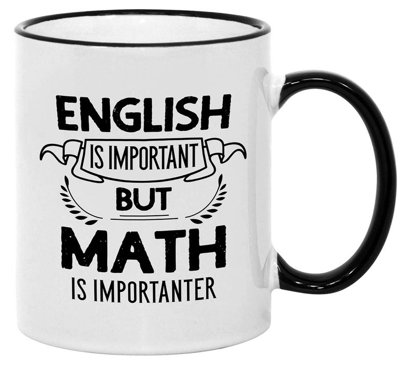 Casitika Funny Math Mug for Teachers. English is Important but Math is Importanter 11 oz Geek Coffee Cup. Mathematician Jokes Gift Idea for Professor or Student. - Image 1